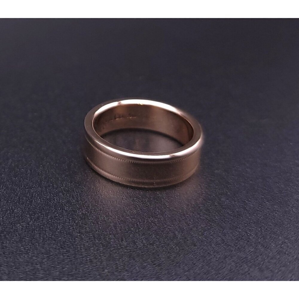 Tiffany & Co 18kt Rose Gold Together Double Milgrain 6mm Wedding Band Size 6.5 - Picture 4 of 15